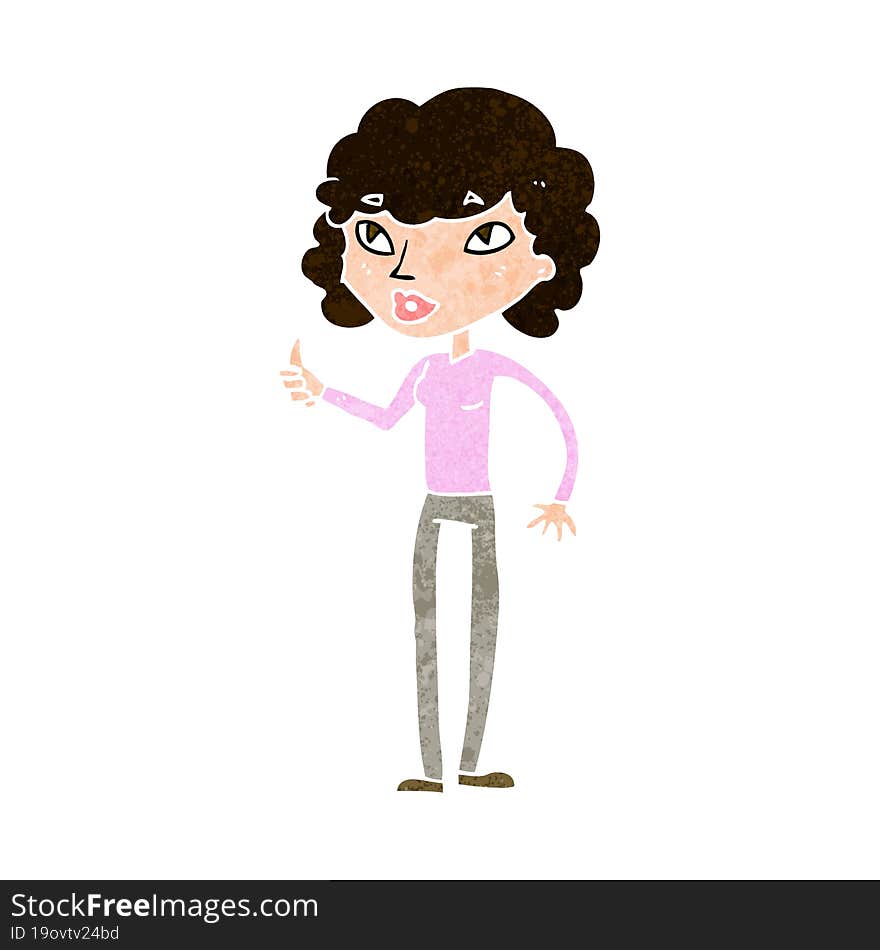 cartoon woman giving thumbs up symbol