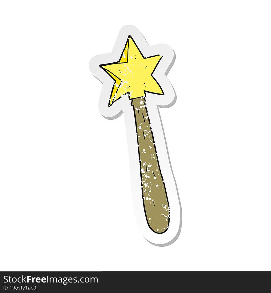 retro distressed sticker of a cartoon magic wand