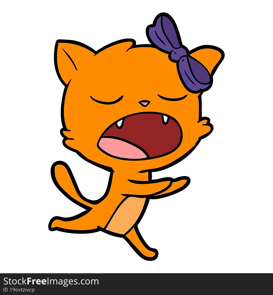 cartoon yawning cat. cartoon yawning cat