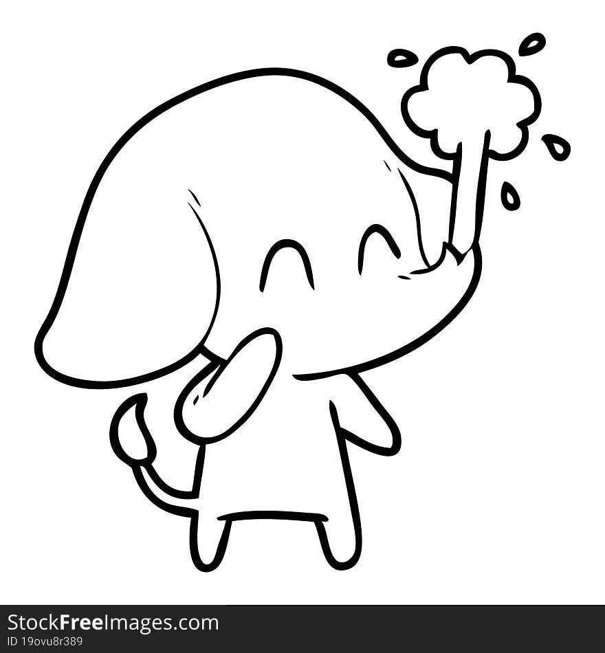 cute cartoon elephant spouting water. cute cartoon elephant spouting water