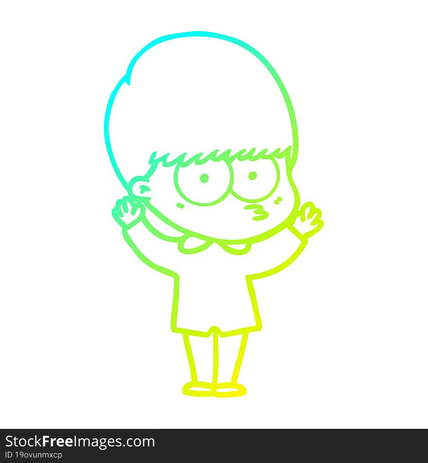 cold gradient line drawing nervous cartoon boy