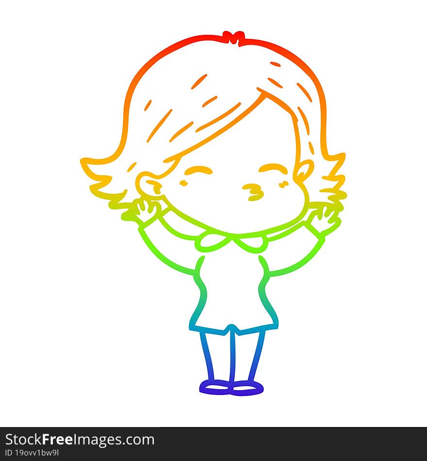 rainbow gradient line drawing of a cartoon woman