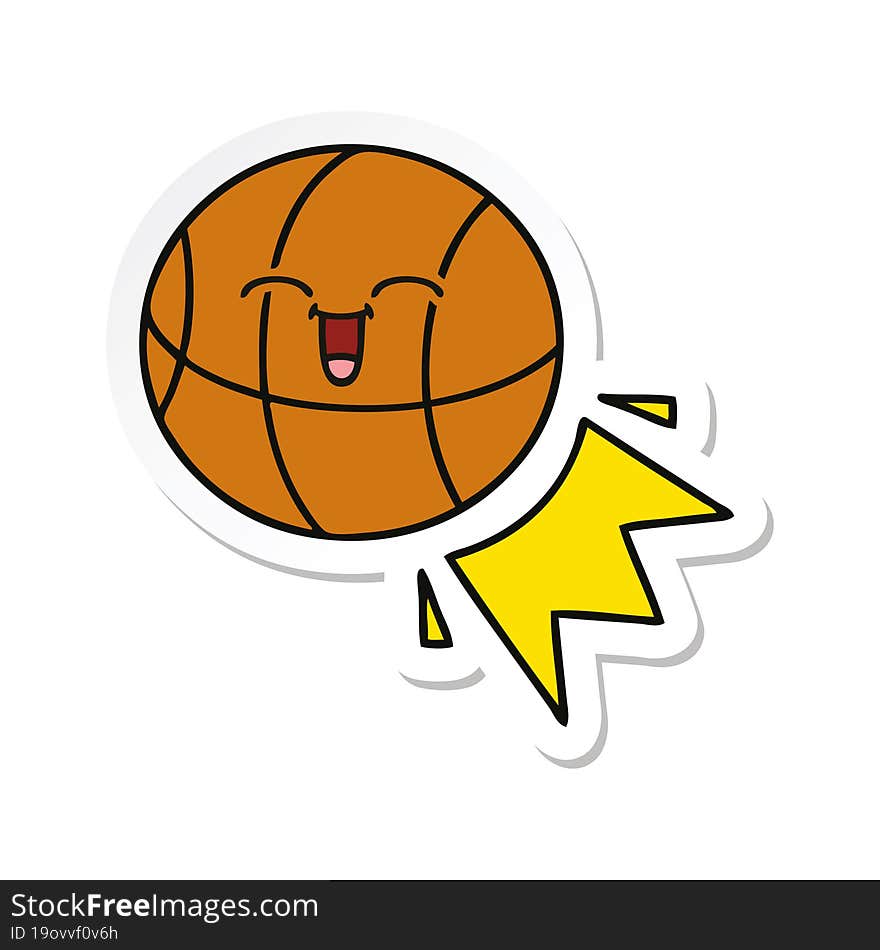 sticker of a cute cartoon basketball