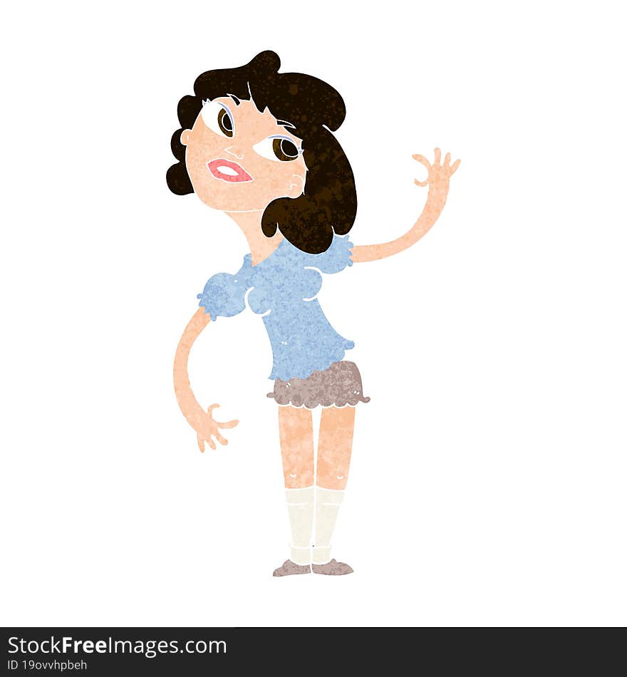 cartoon woman waving