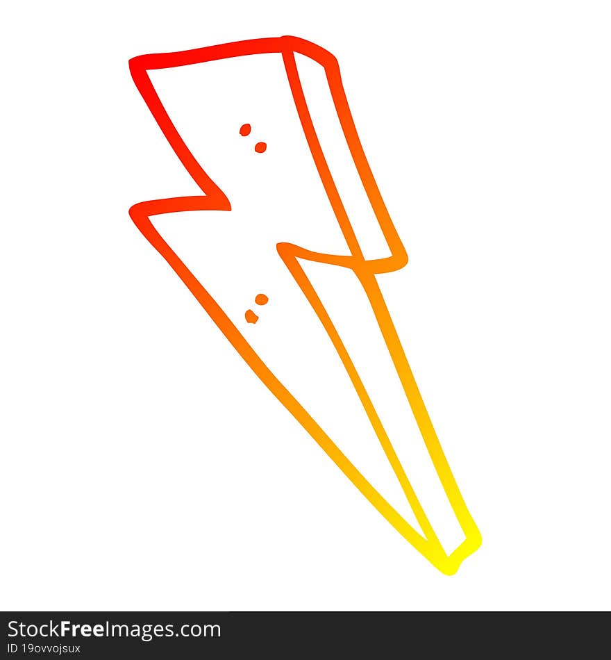 warm gradient line drawing cartoon lightning bolt