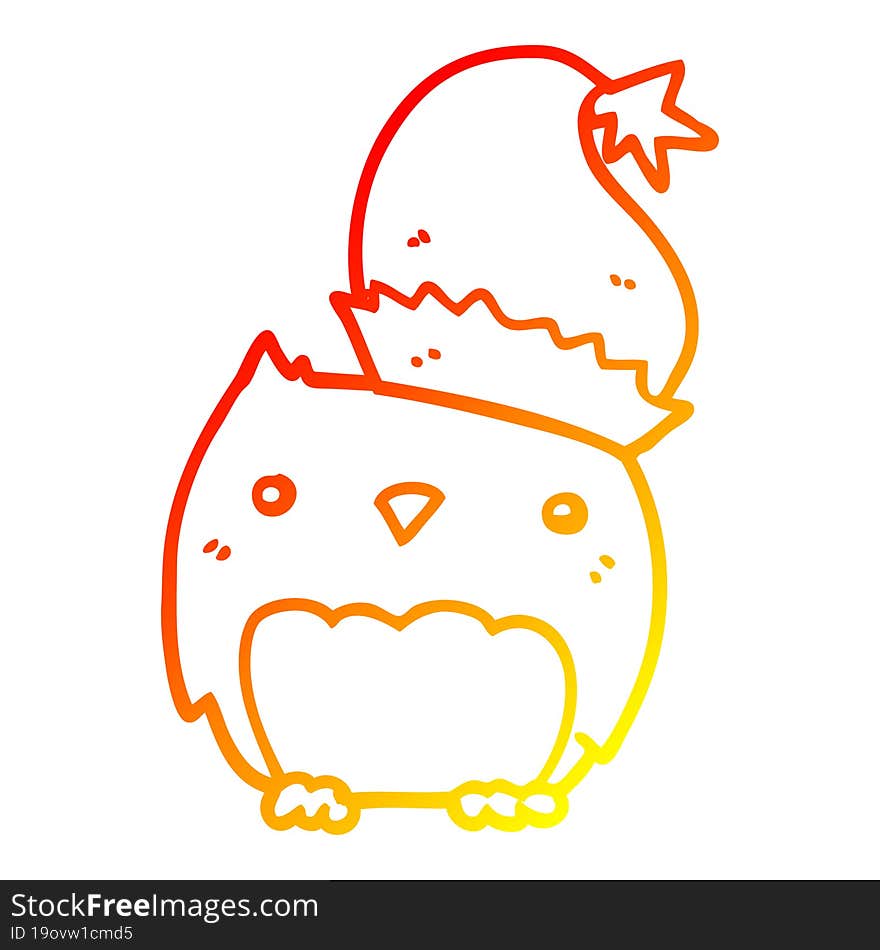 warm gradient line drawing cute christmas owl