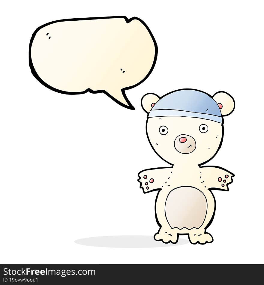 cartoon cute polar bear with speech bubble