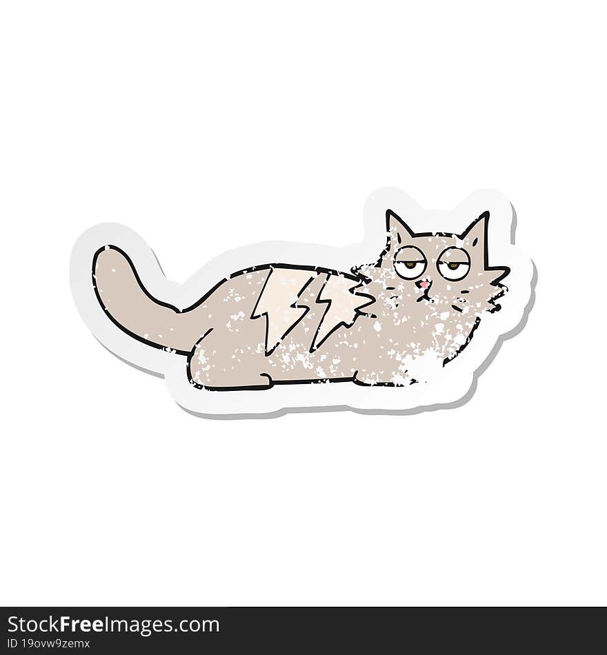 retro distressed sticker of a cartoon cat