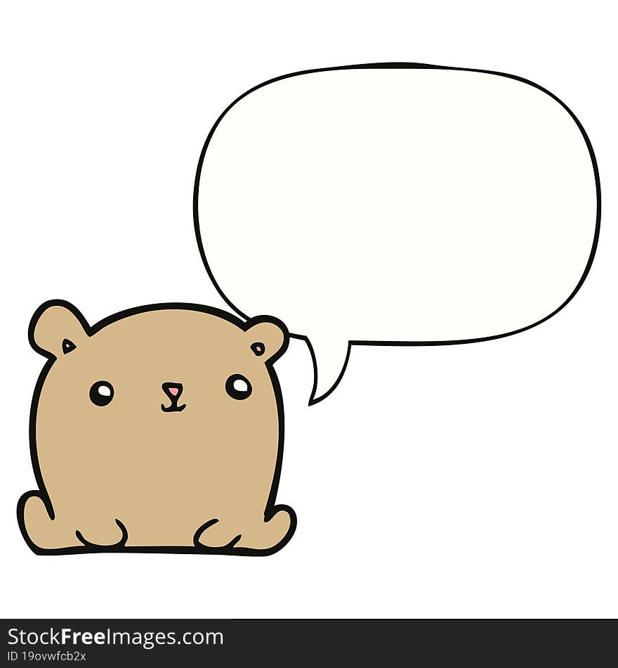 cute cartoon bear and speech bubble