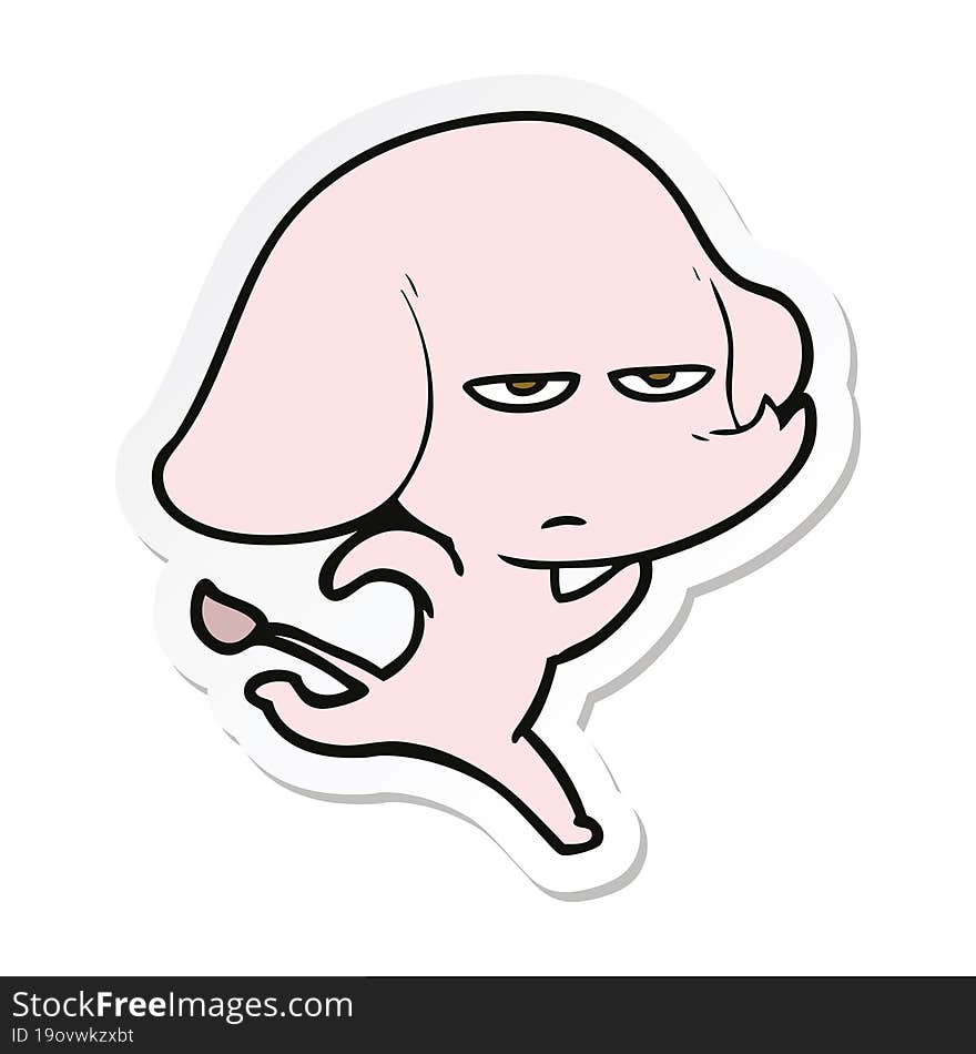 sticker of a annoyed cartoon elephant