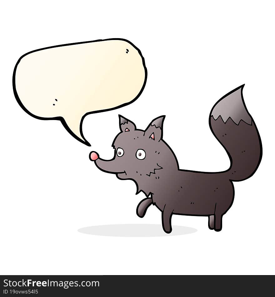 cartoon wolf cub with speech bubble