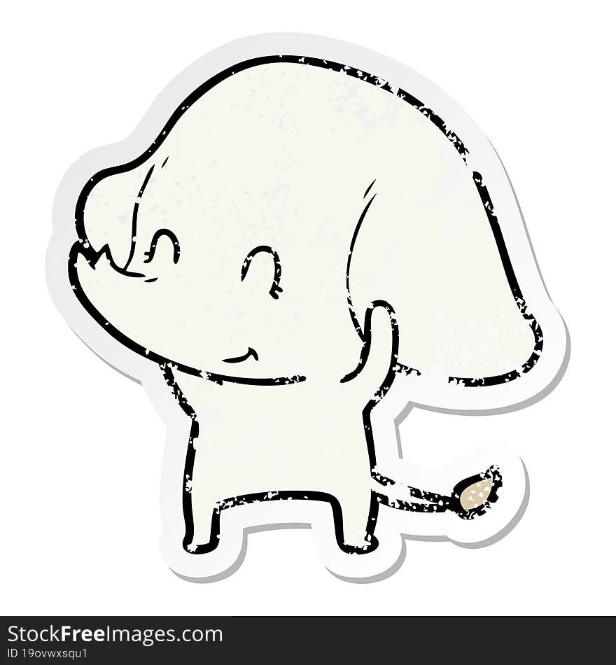 distressed sticker of a cute cartoon elephant