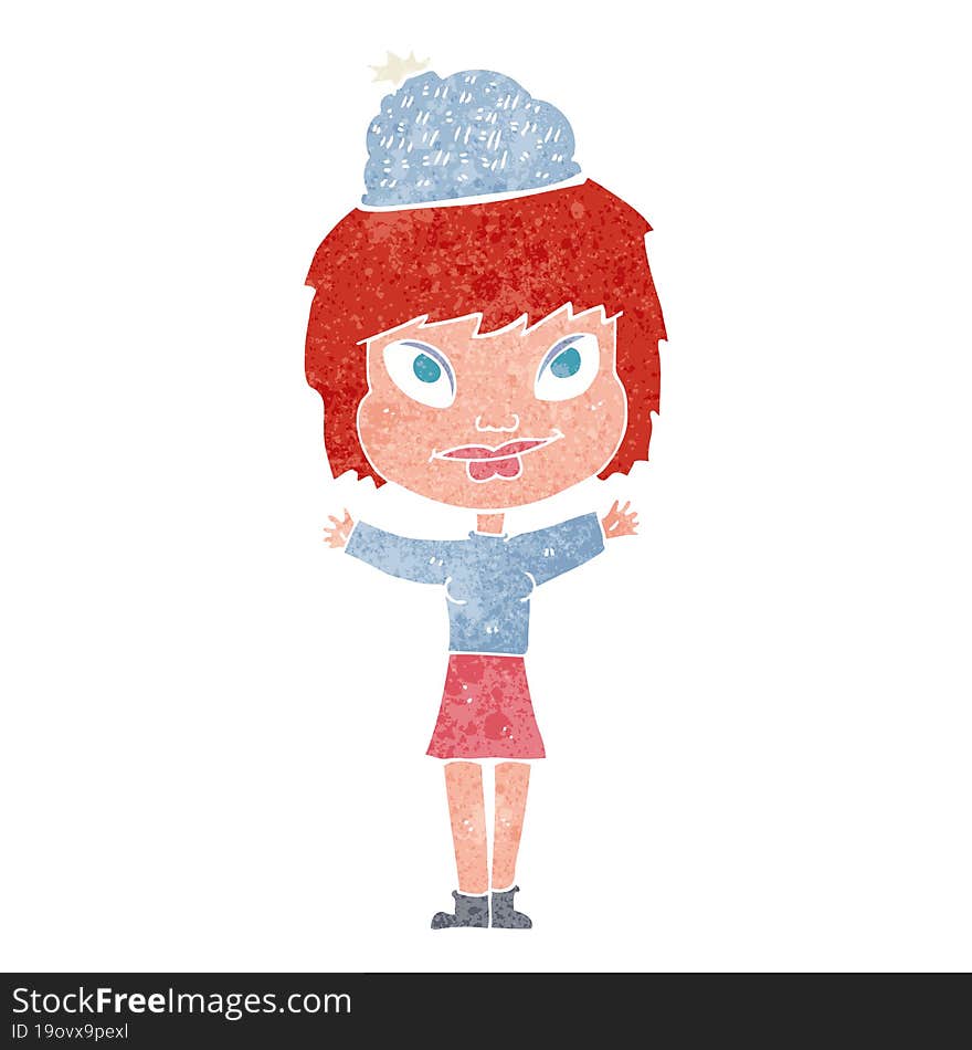 Cartoon Woman Wearing Hat