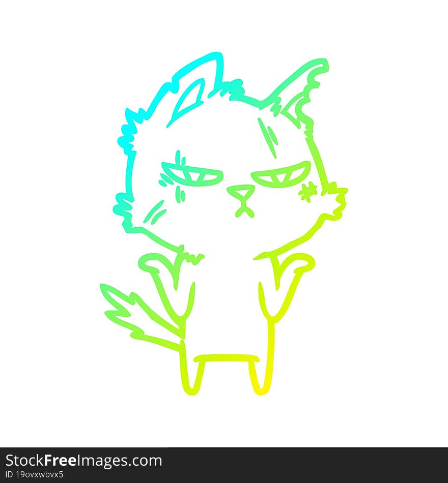 cold gradient line drawing tough cartoon cat