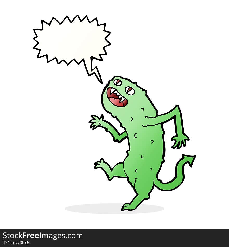 cartoon monster with speech bubble