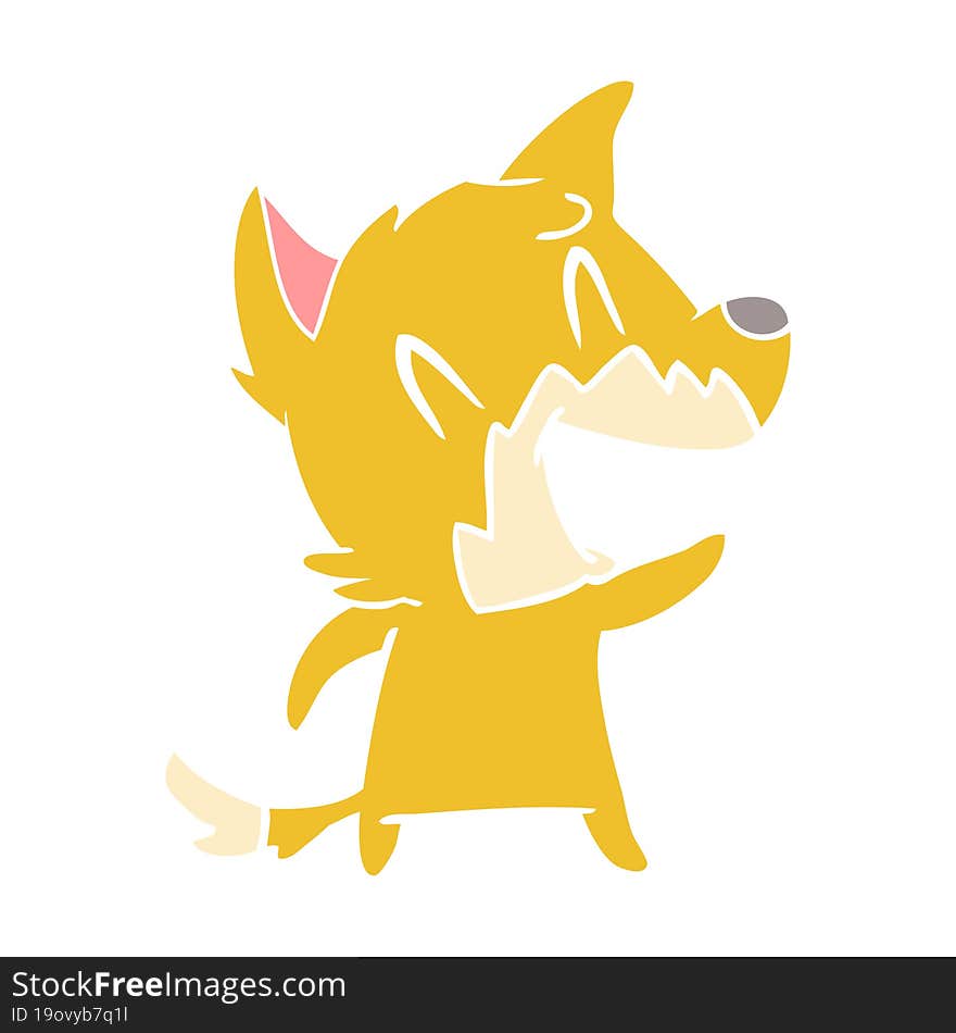 laughing fox flat color style cartoon