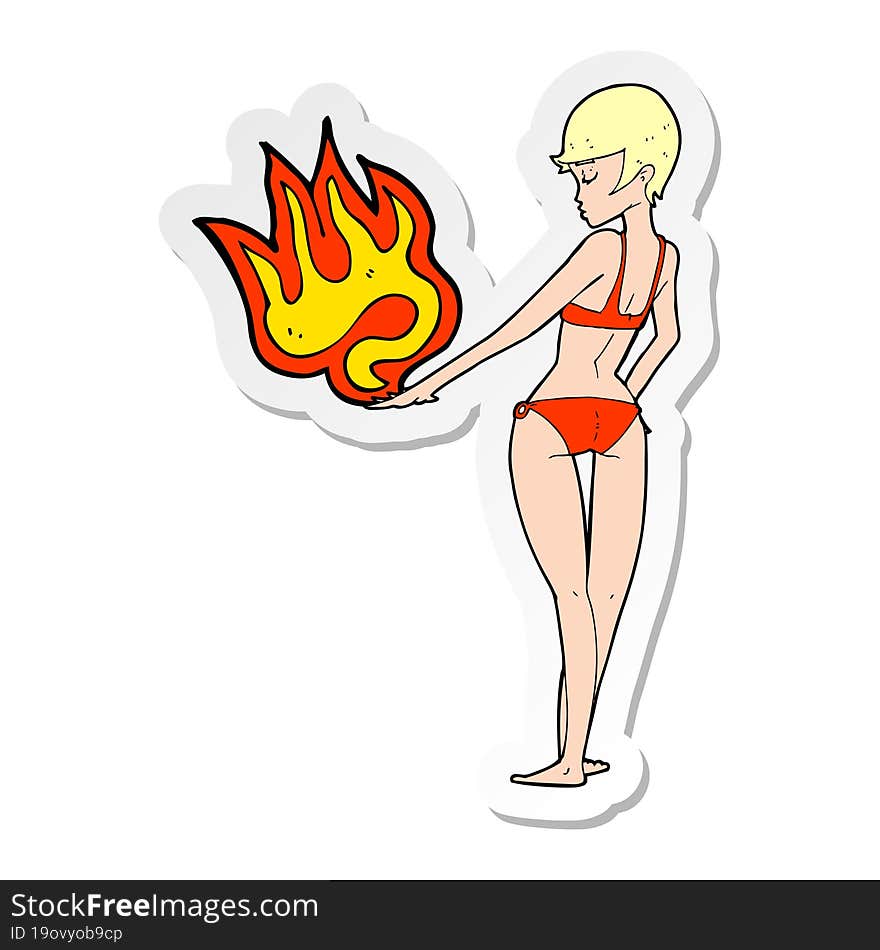 sticker of a cartoon woman making gesture