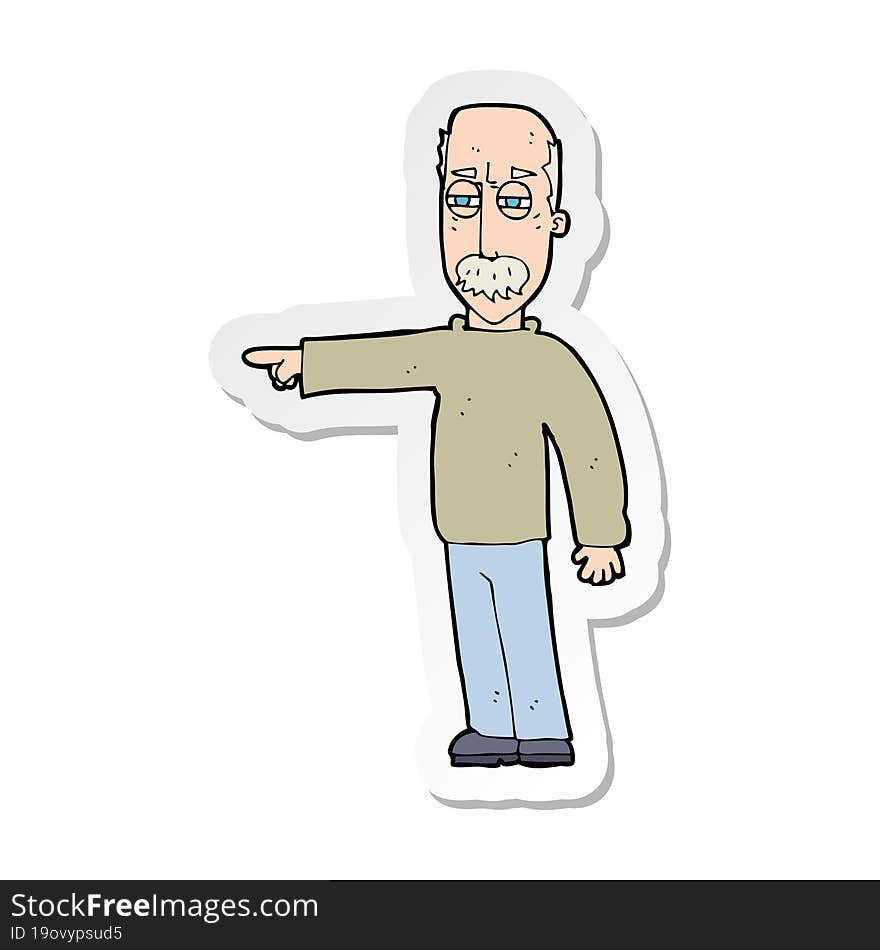 Sticker Of A Cartoon Old Man Gesturing Get Out