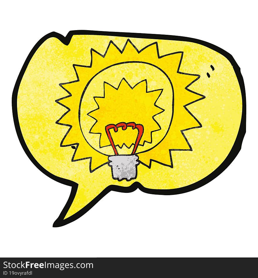 speech bubble textured cartoon light bulb