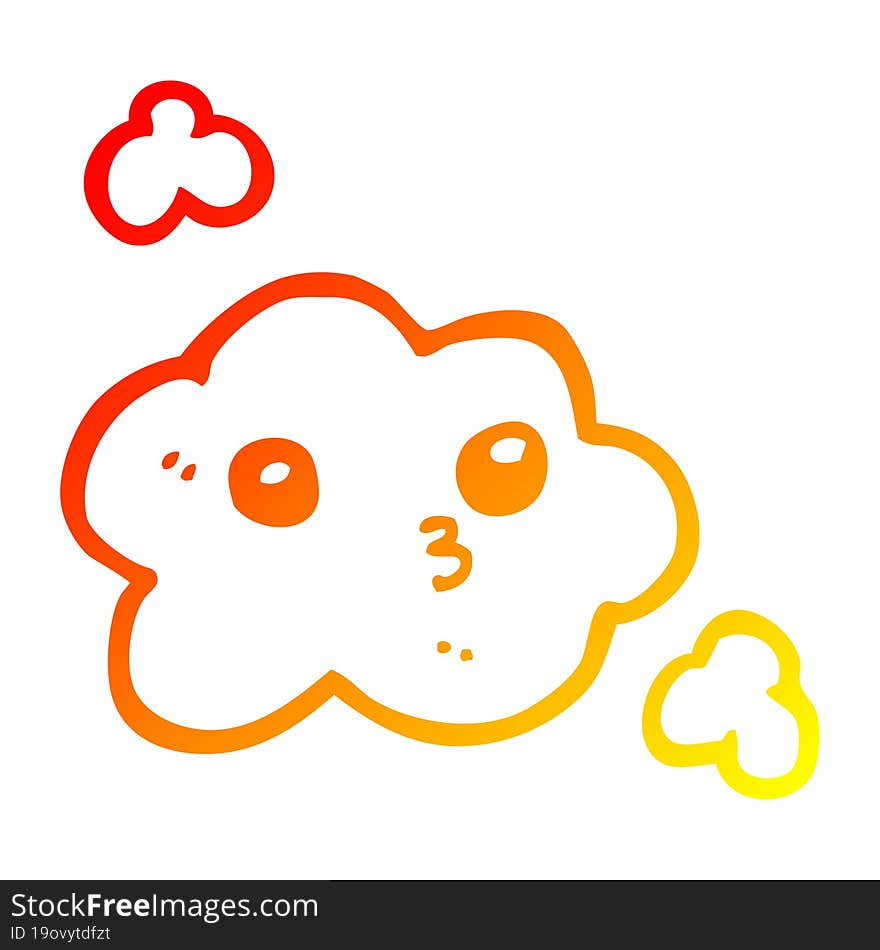 warm gradient line drawing cute cartoon cloud