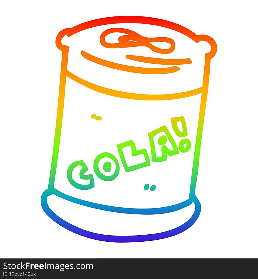 rainbow gradient line drawing cartoon fizzy drinks can