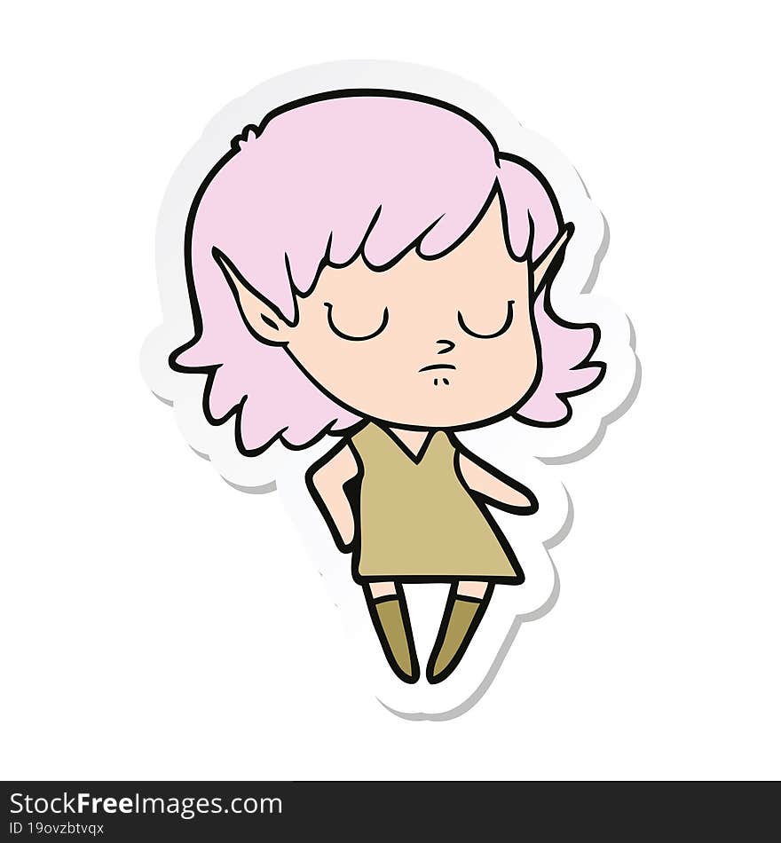 sticker of a cartoon elf girl