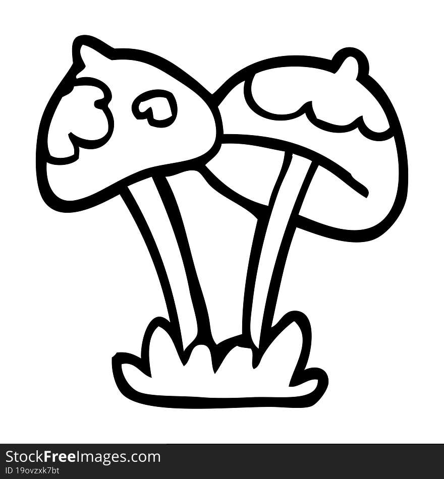 Line Drawing Cartoon Mushroom