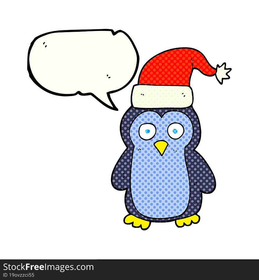 comic book speech bubble cartoon christmas penguin