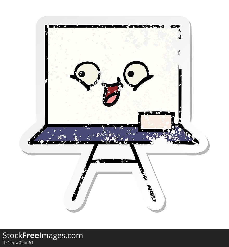 distressed sticker of a cute cartoon white board