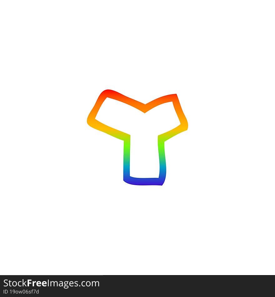 rainbow gradient line drawing of a cartoon letter y