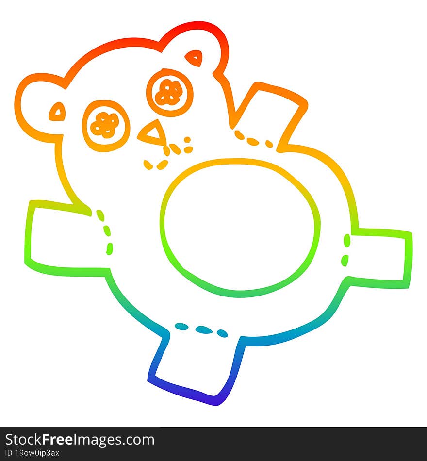 rainbow gradient line drawing cartoon teddy bear