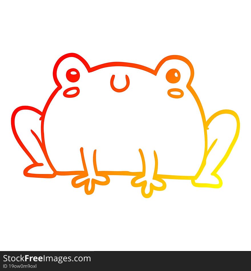 warm gradient line drawing cartoon frog