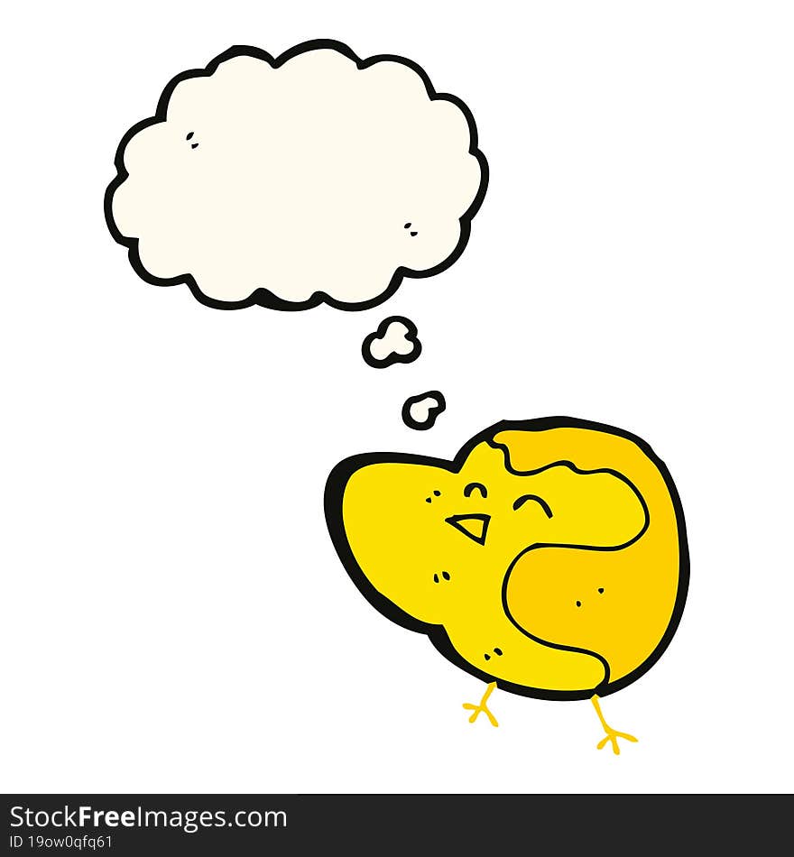 cartoon bird with thought bubble