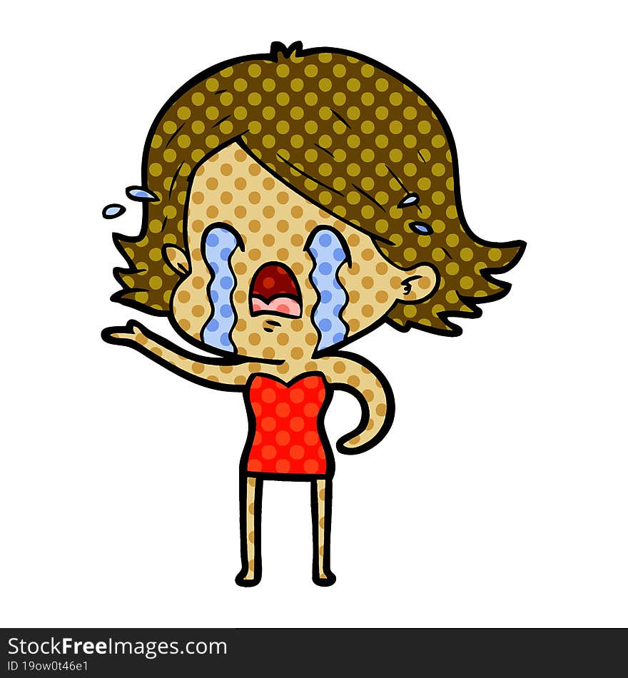 cartoon woman crying. cartoon woman crying