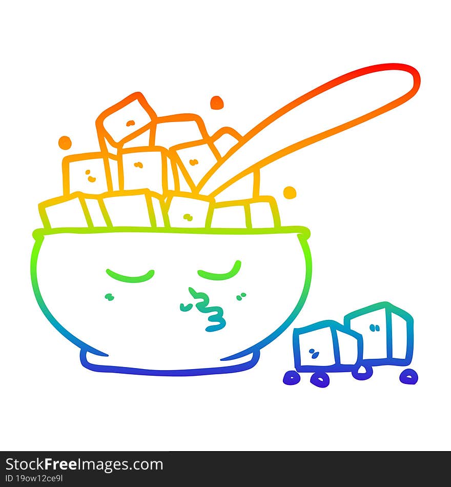 rainbow gradient line drawing cartoon sugar bowl