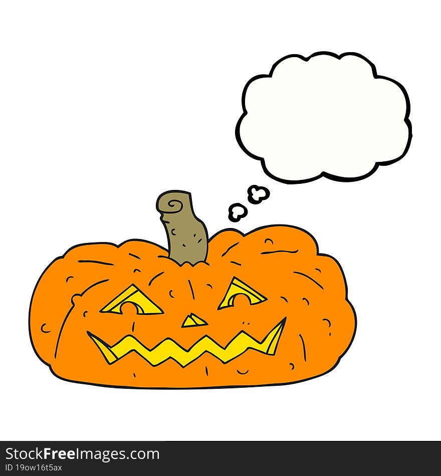 Thought Bubble Cartoon Halloween Pumpkin