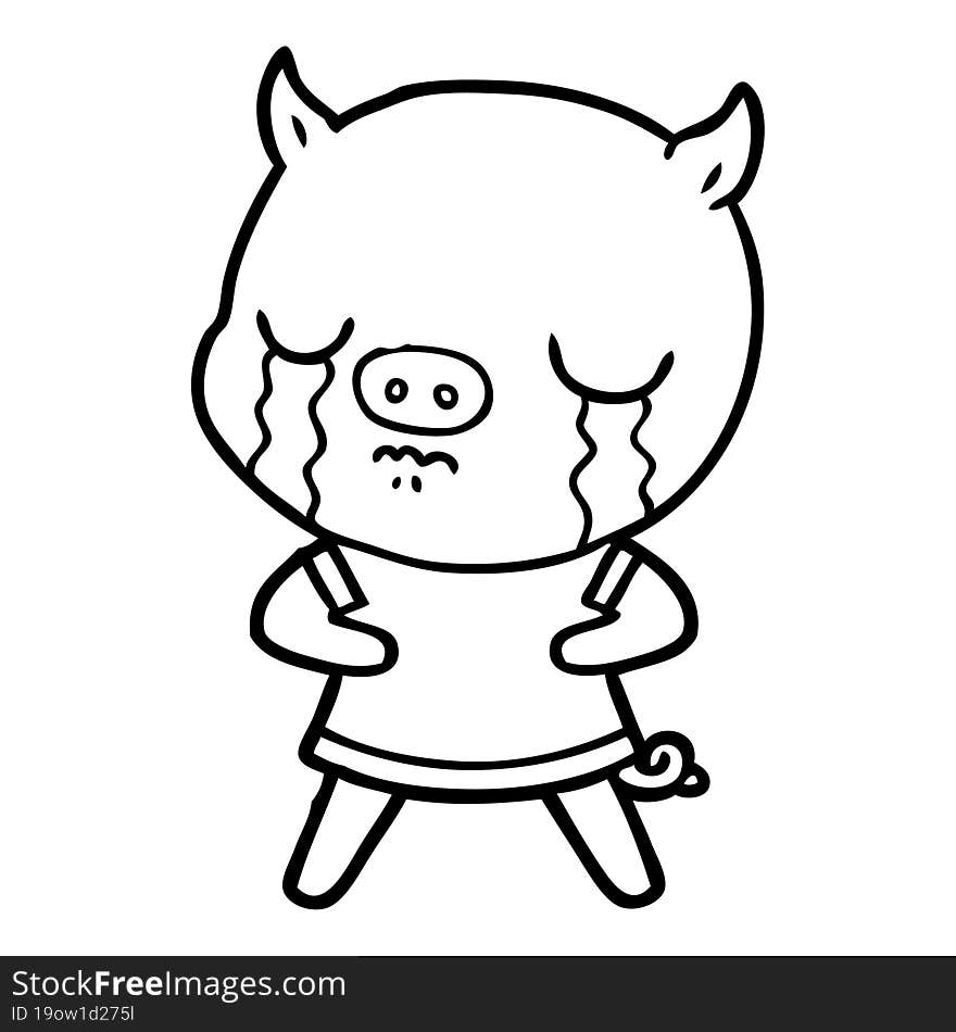 cartoon pig crying. cartoon pig crying