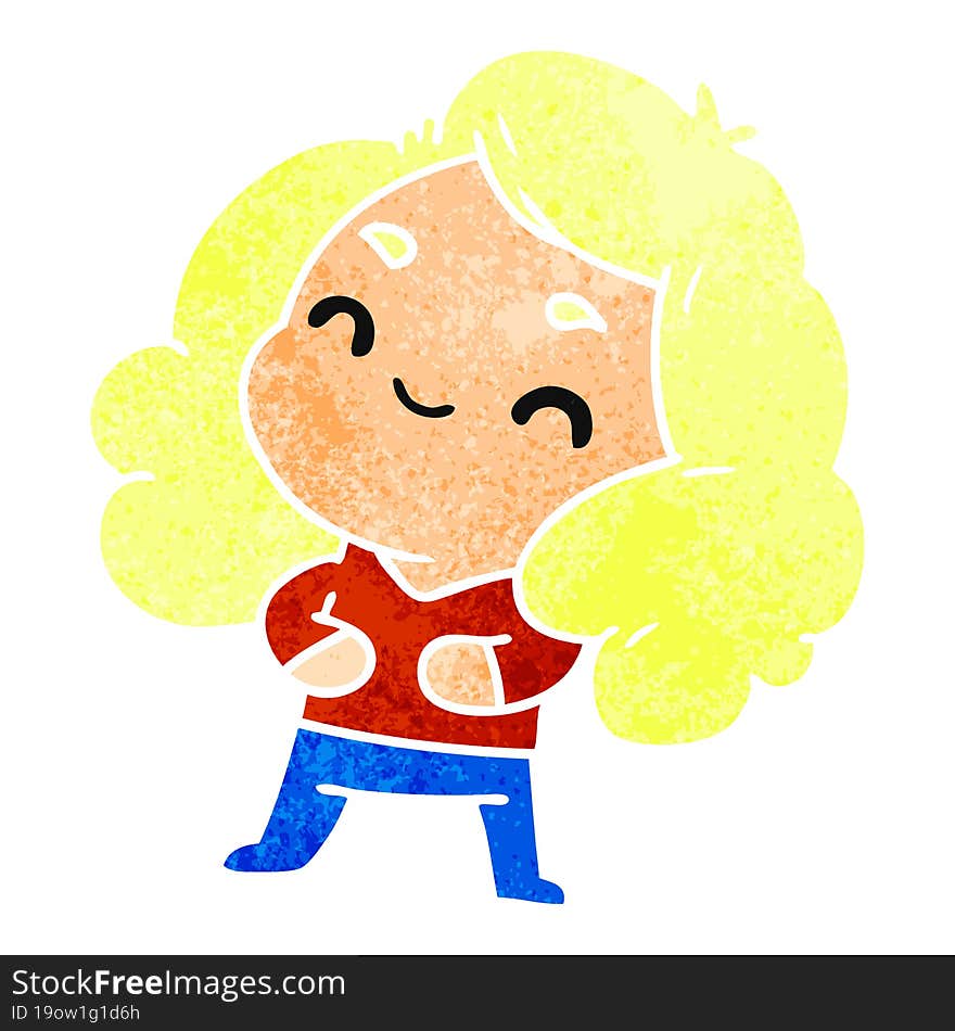 retro cartoon illustration of a cute kawaii girl. retro cartoon illustration of a cute kawaii girl