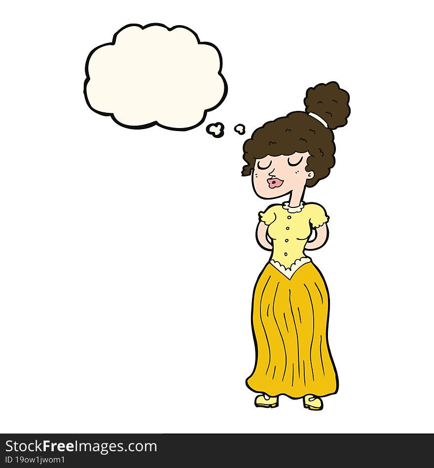 Cartoon Pretty Victorian Woman With Thought Bubble