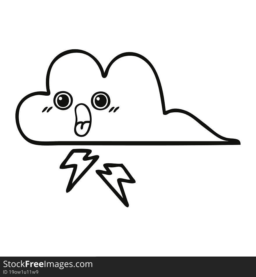 Line Drawing Cartoon Storm Cloud