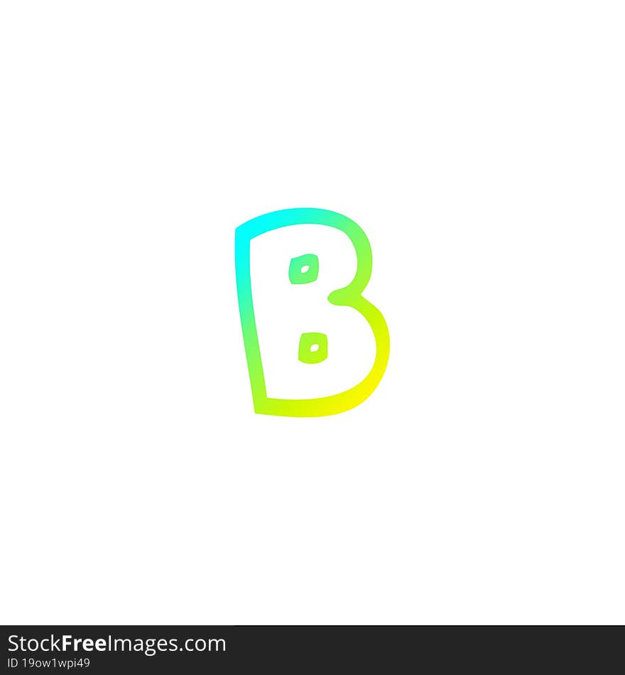 cold gradient line drawing of a cartoon letter b