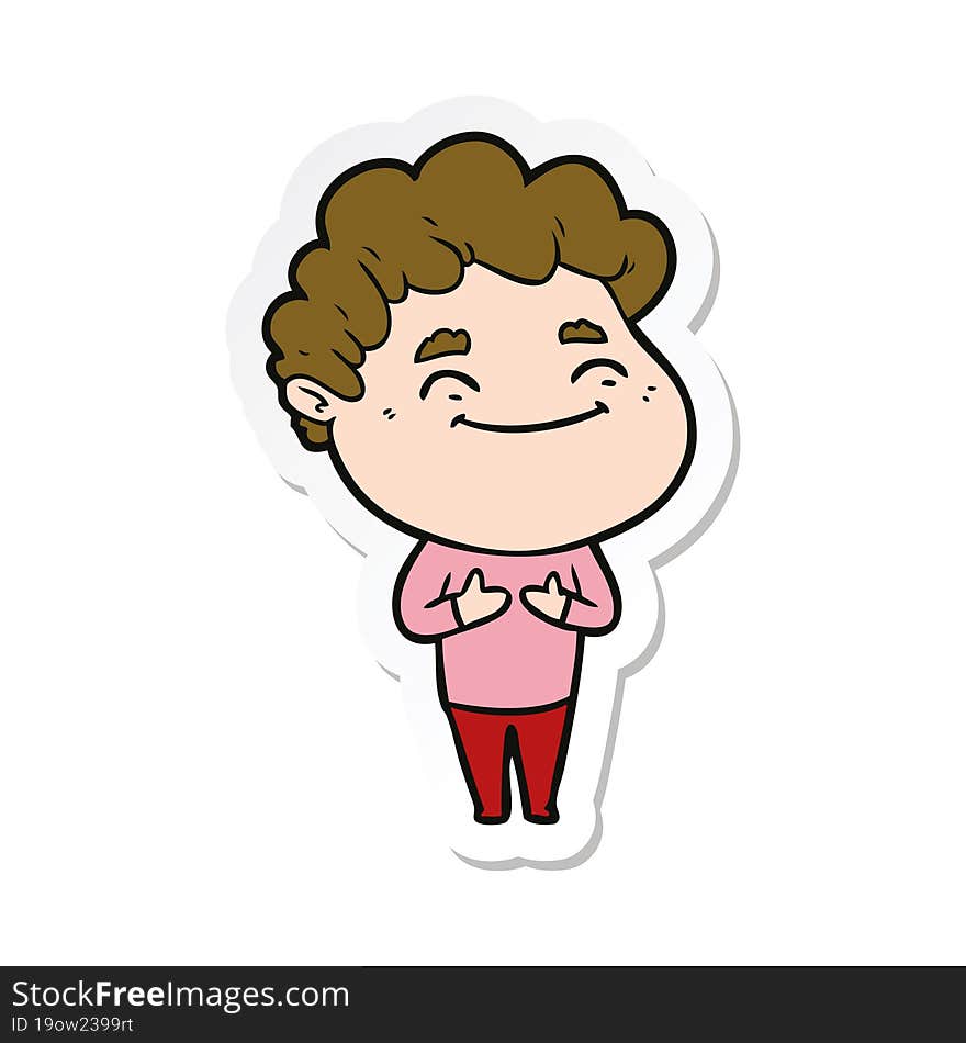 sticker of a cartoon friendly man