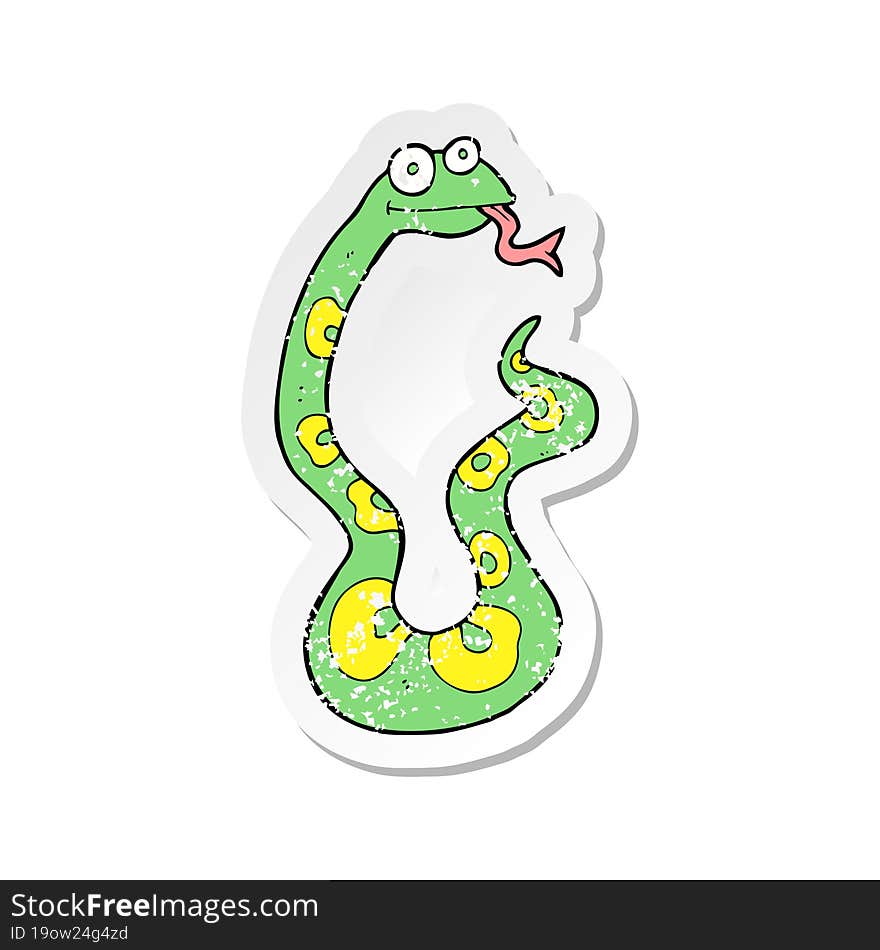 retro distressed sticker of a cartoon snake