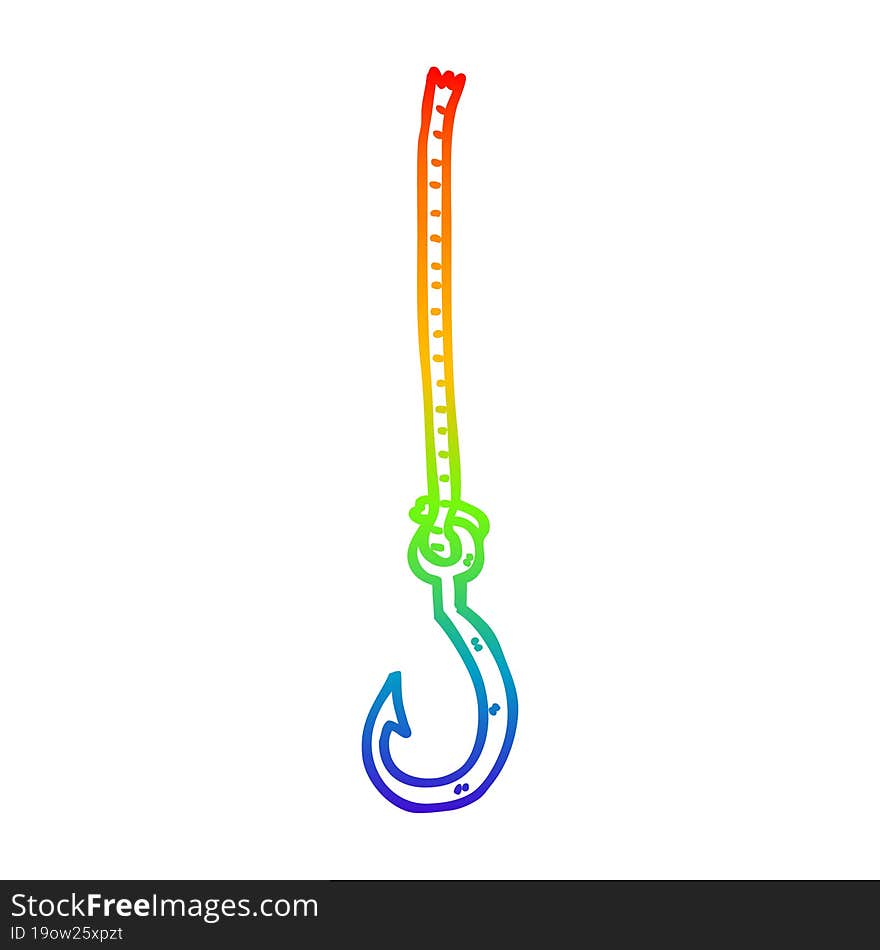 Rainbow Gradient Line Drawing Cartoon Fish Hook