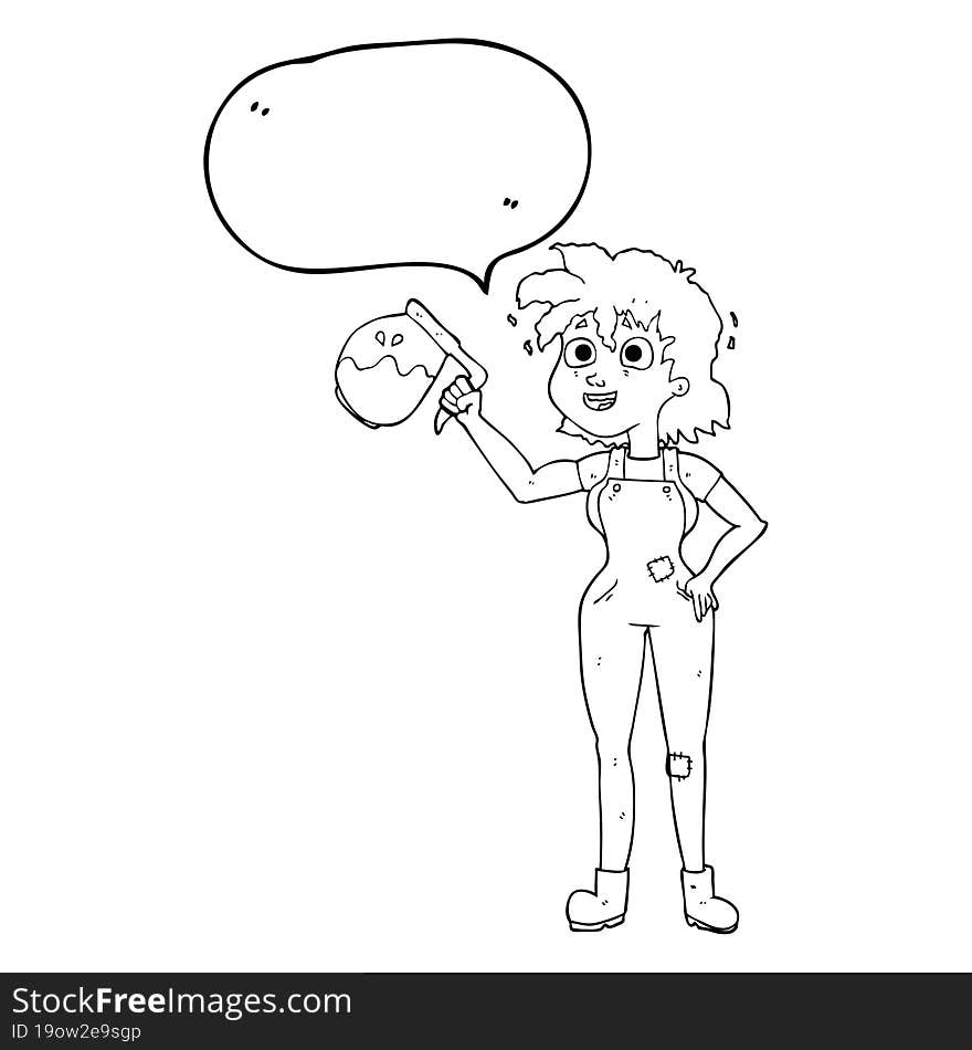 Too Much Coffee Speech Bubble Cartoon