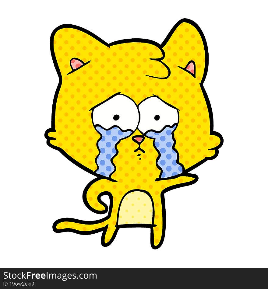 cartoon crying cat. cartoon crying cat