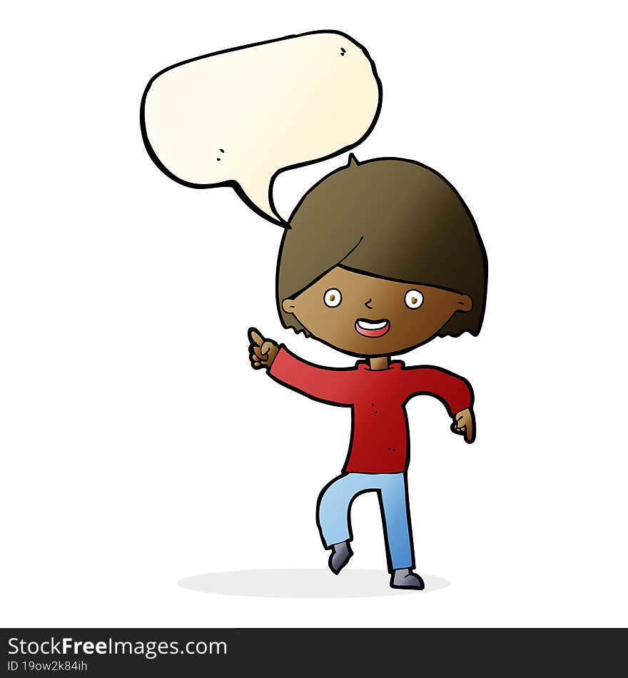 Cartoon Man Pointing With Speech Bubble