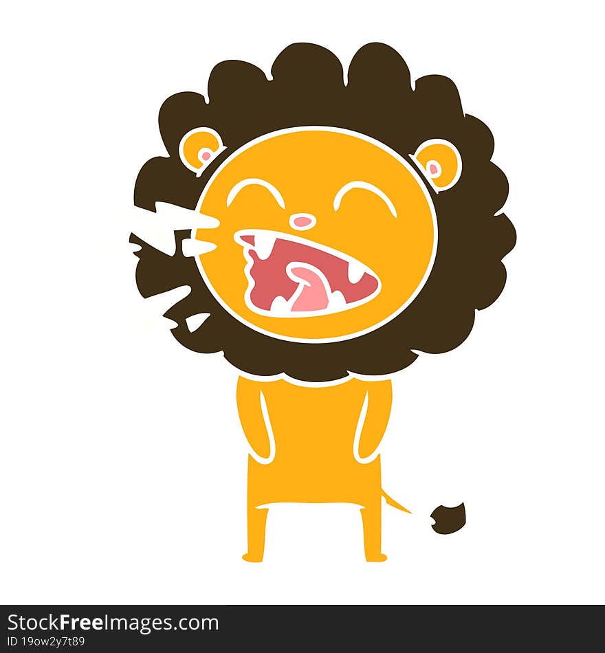 flat color style cartoon roaring lion