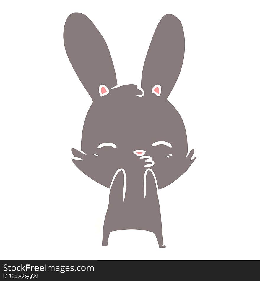 curious bunny flat color style cartoon