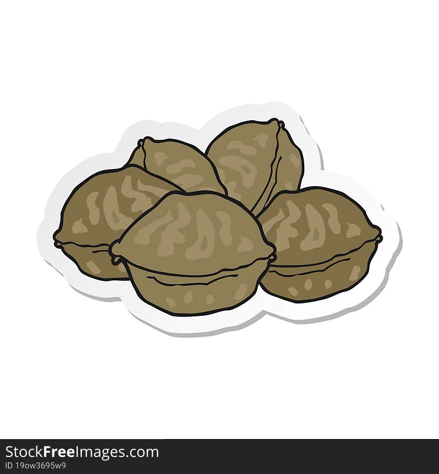 sticker of a cartoon walnuts